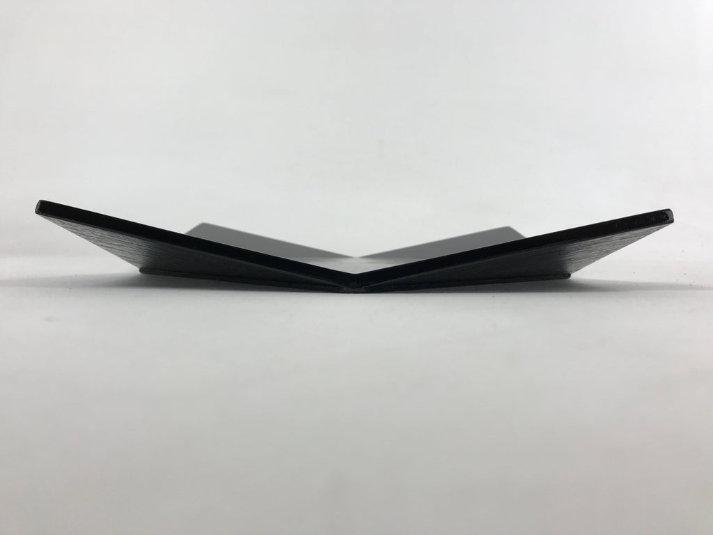 Japanese Lacquered Wood Serving Tray Makie Leaves Vtg Plate Square Black LWB79