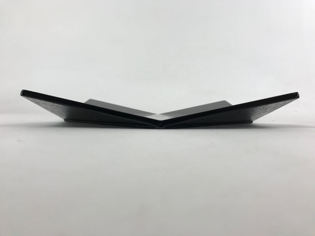 Japanese Lacquered Wood Serving Tray Makie Leaves Vtg Plate Square Black LWB79