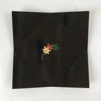 Japanese Lacquered Wood Serving Tray Makie Leaves Vtg Plate Square Black LWB79