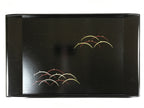 Japanese Lacquered Wood Serving Tray Obon Makie Tsuyu Shiba Grass Black LWB89