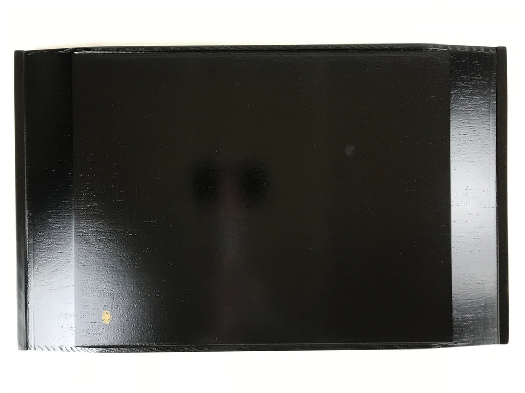 Japanese Lacquered Wood Serving Tray Obon Makie Tsuyu Shiba Grass Black LWB89