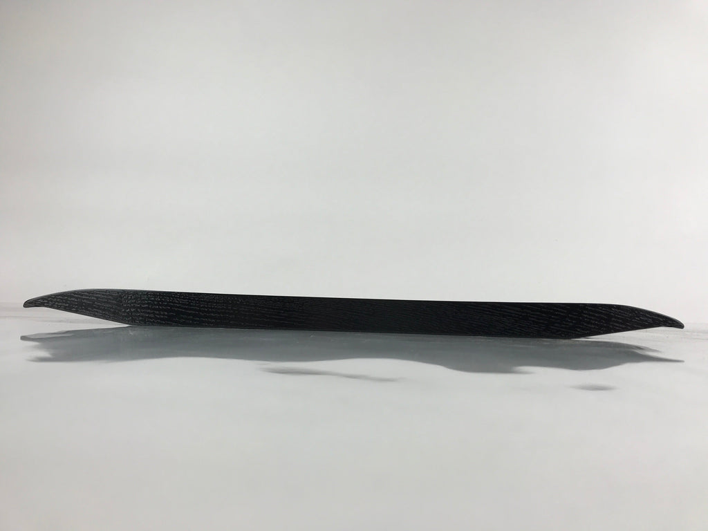 Japanese Lacquered Wood Serving Tray Obon Makie Tsuyu Shiba Grass Black LWB89