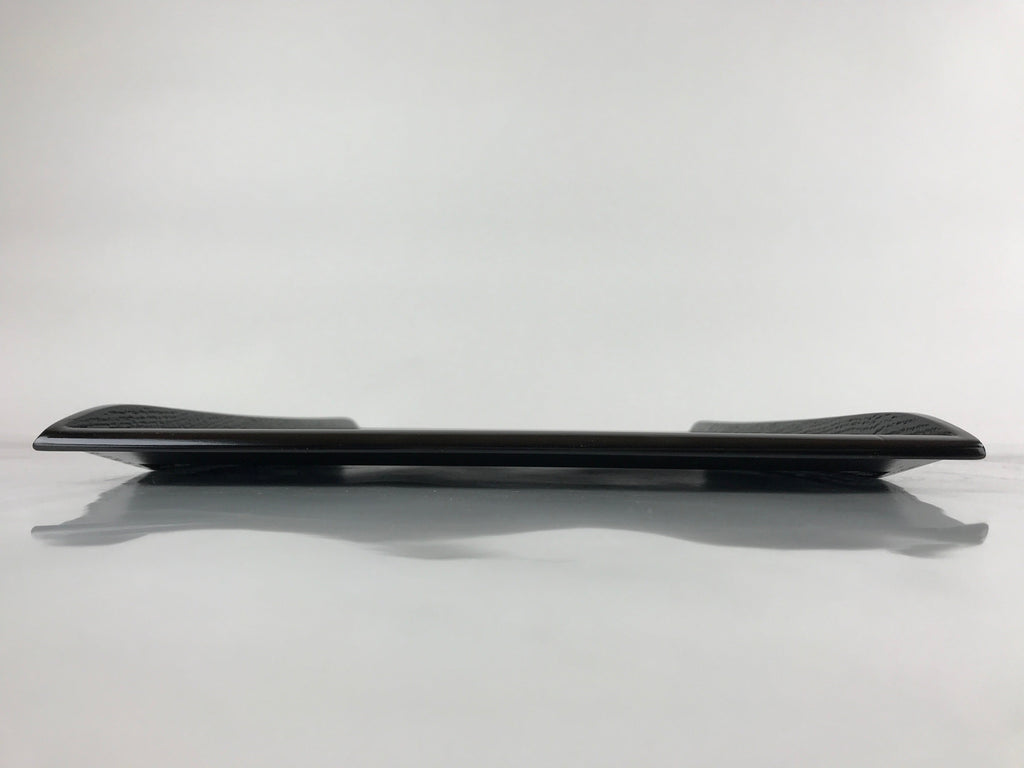 Japanese Lacquered Wood Serving Tray Obon Makie Tsuyu Shiba Grass Black LWB89