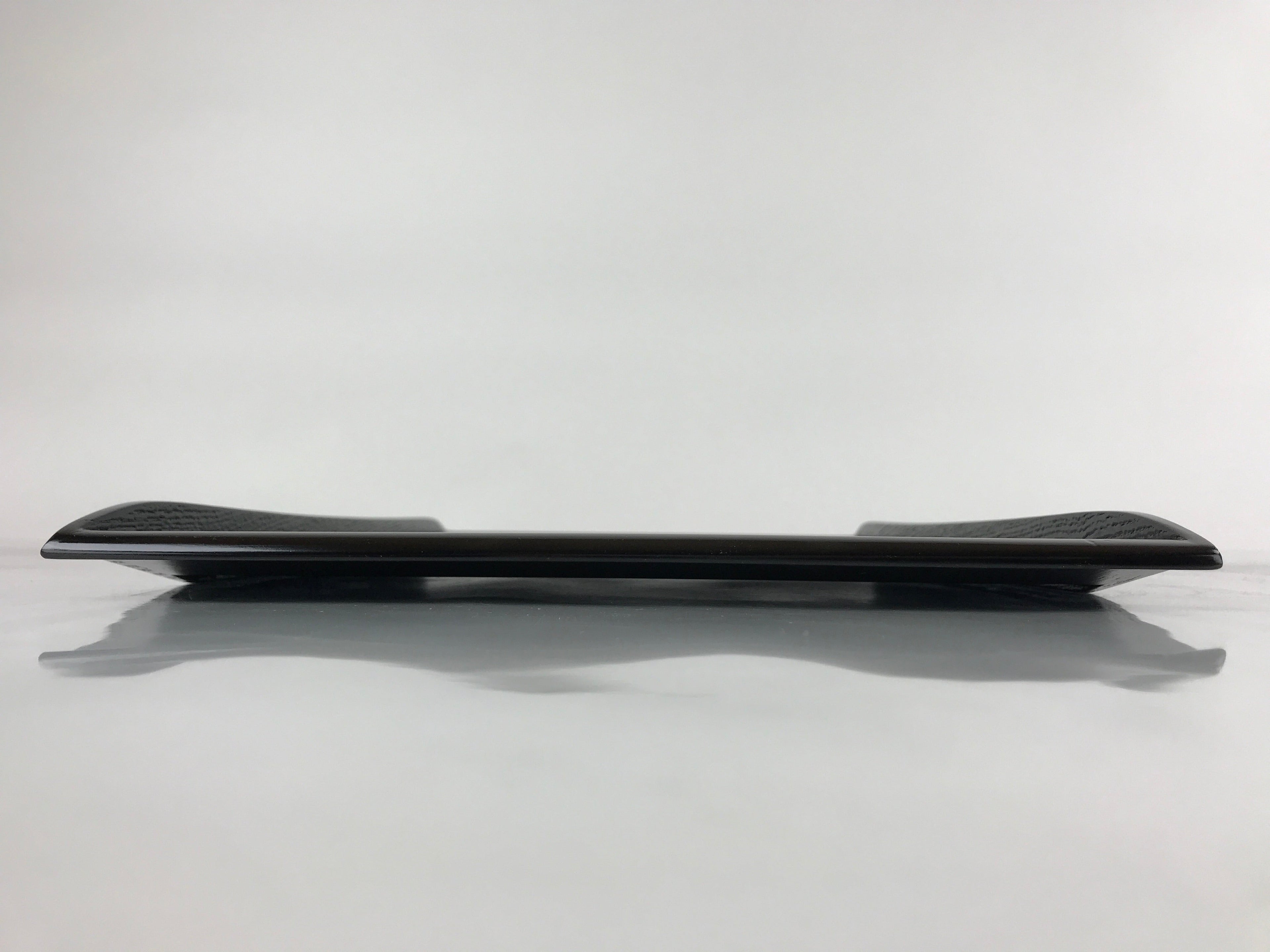 Japanese Lacquered Wood Serving Tray Obon Makie Tsuyu Shiba Grass Black LWB89