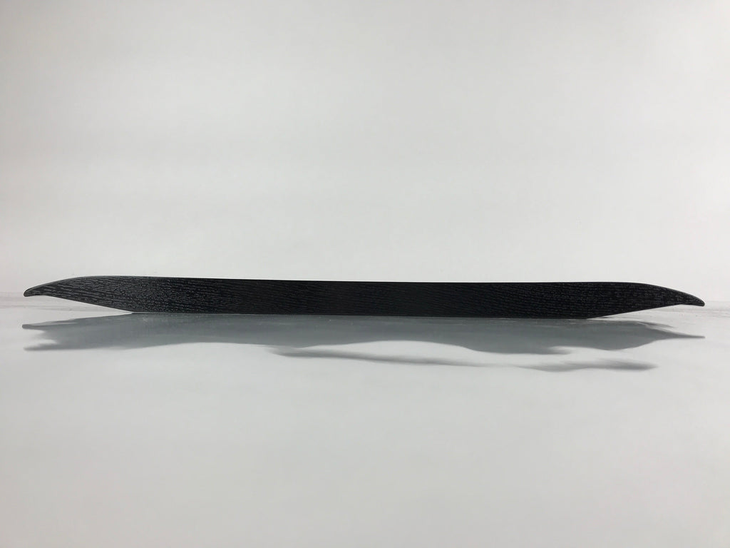 Japanese Lacquered Wood Serving Tray Obon Makie Tsuyu Shiba Grass Black LWB89