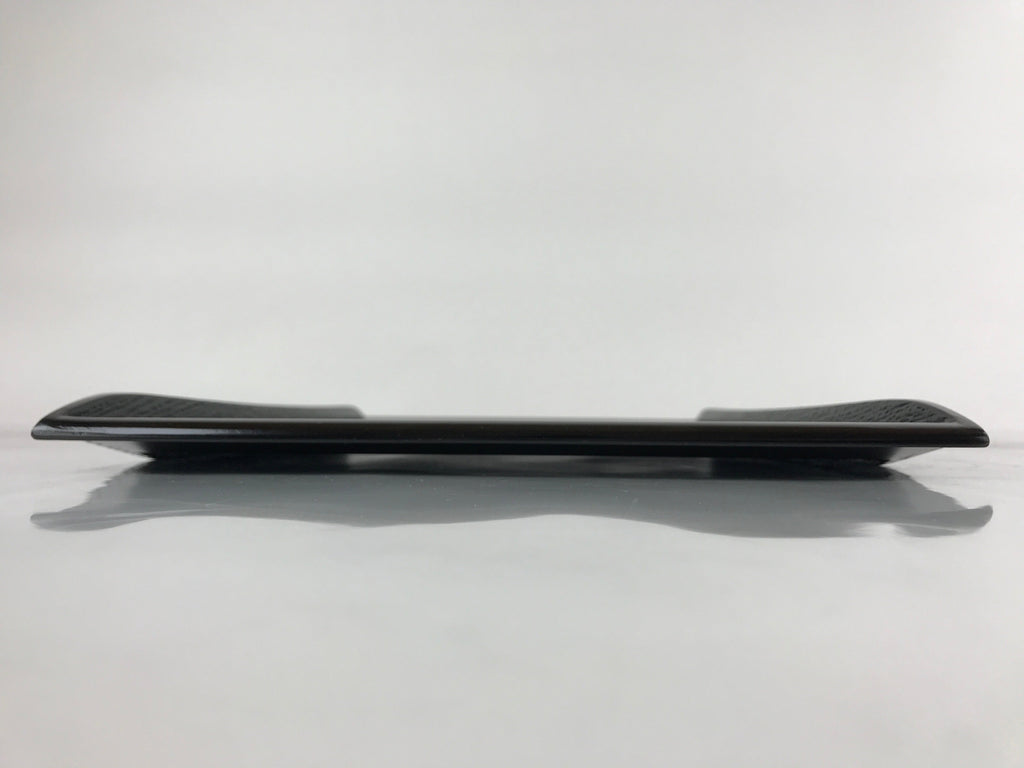 Japanese Lacquered Wood Serving Tray Obon Makie Tsuyu Shiba Grass Black LWB89