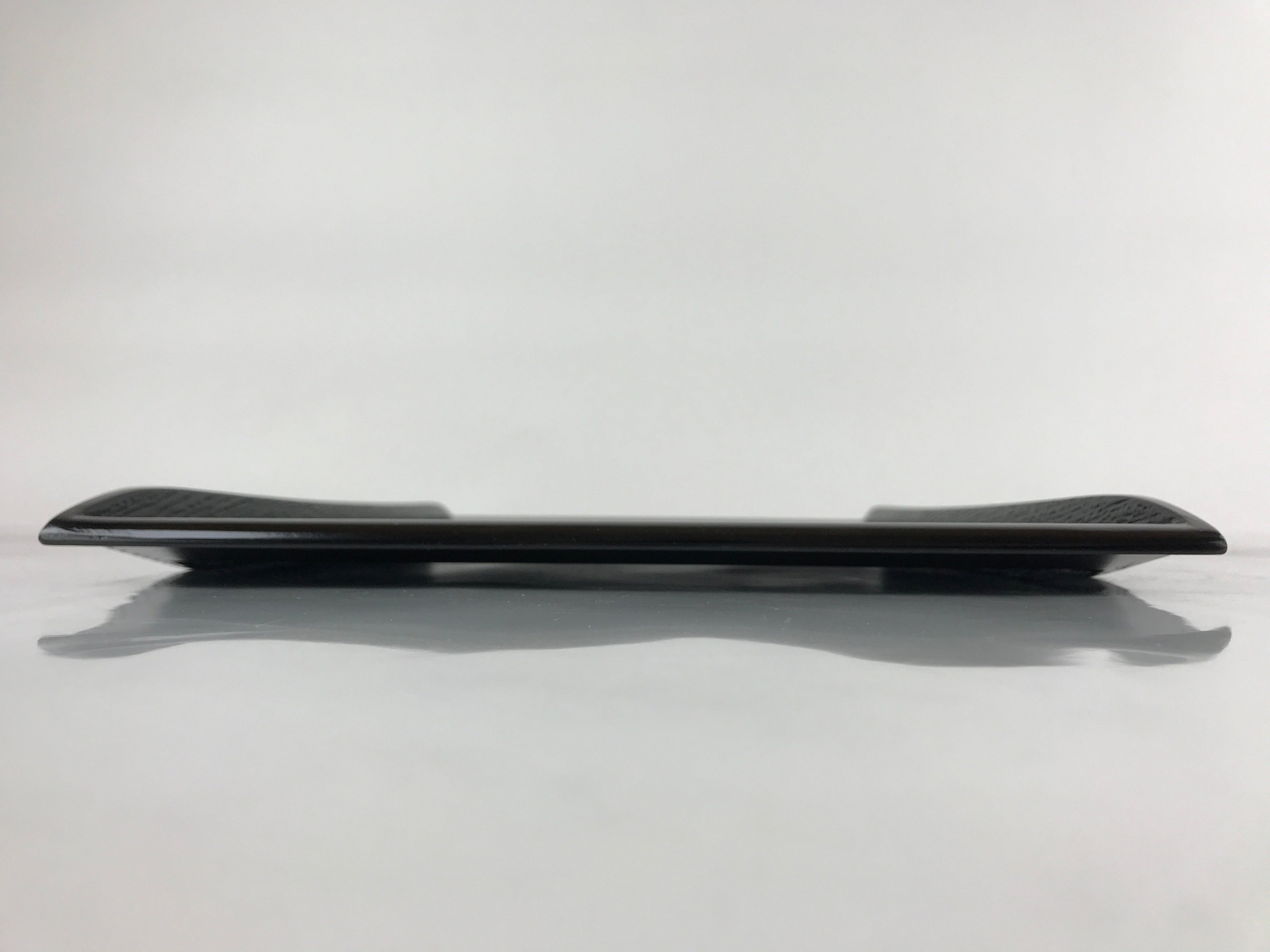 Japanese Lacquered Wood Serving Tray Obon Makie Tsuyu Shiba Grass Black LWB89