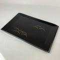 Japanese Lacquered Wood Serving Tray Obon Makie Tsuyu Shiba Grass Black LWB89