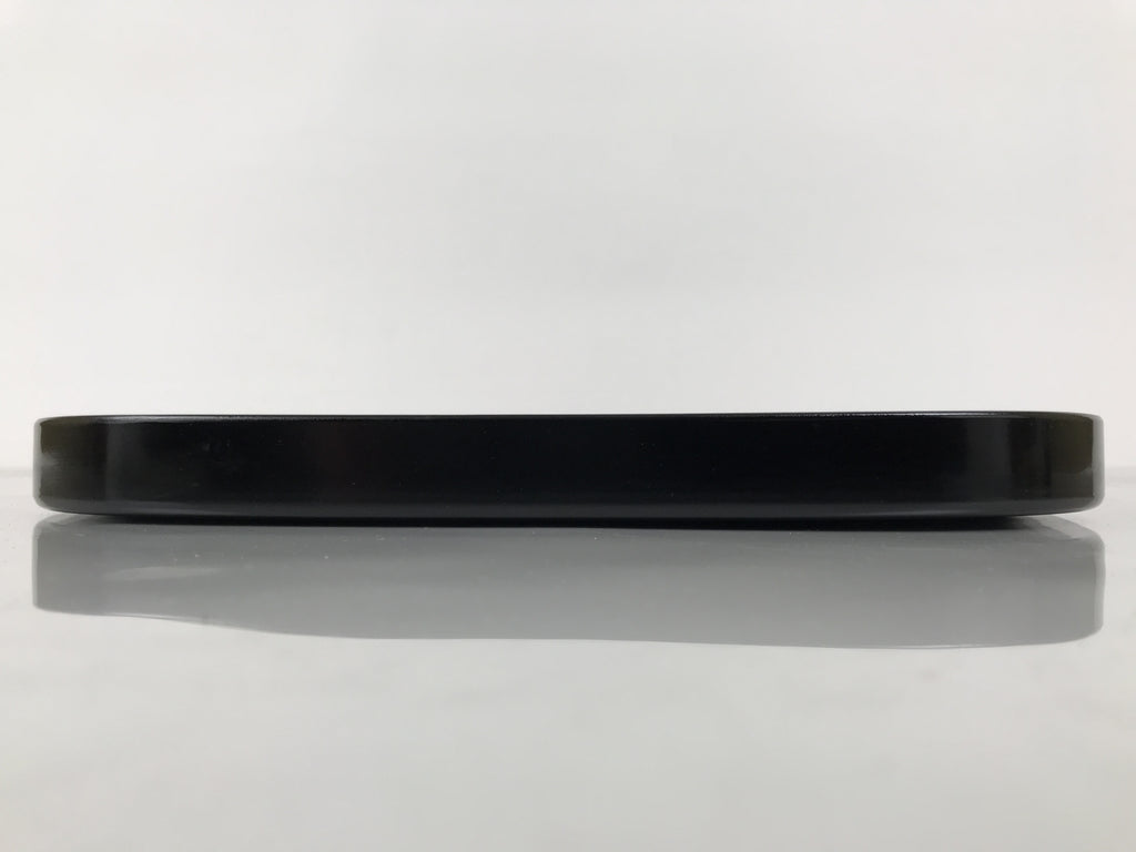 Japanese Lacquered Wood Serving Tray Obon Rectangle Black Gold Makie Pine L590