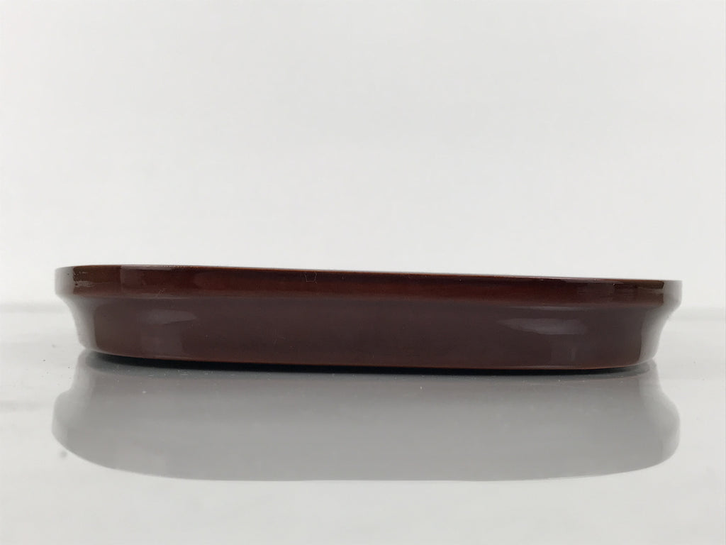 Japanese Lacquered Wood Serving Tray Obon Vtg Hida Shunkei Nuri Long Brown L588