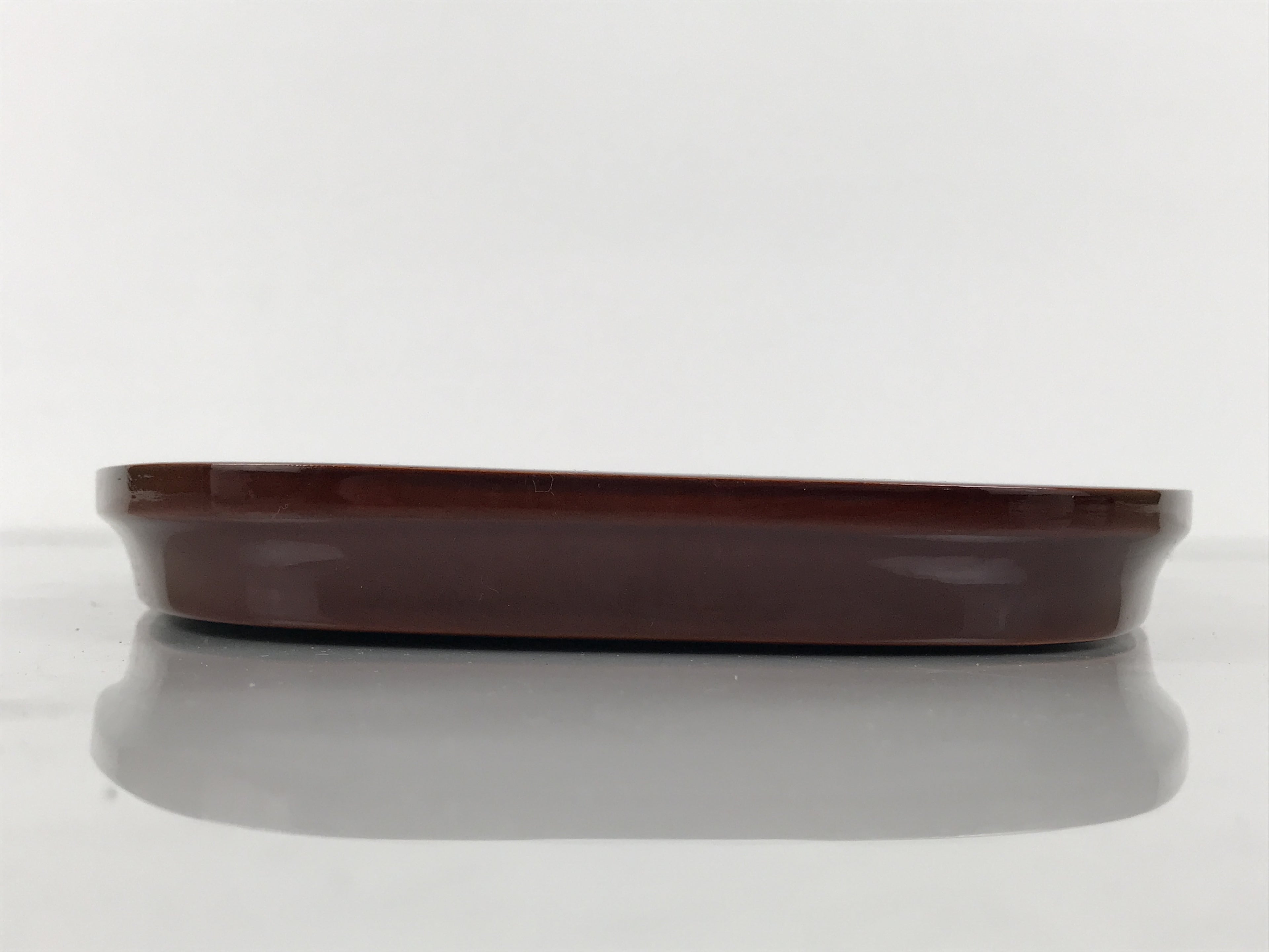 Japanese Lacquered Wood Serving Tray Obon Vtg Hida Shunkei Nuri Long Brown L588