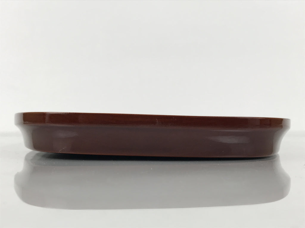 Japanese Lacquered Wood Serving Tray Obon Vtg Hida Shunkei Nuri Long Brown L588