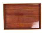 Japanese Lacquered Wood Serving Tray Obon Vtg Hida Shunkei Rectangle Brown L569