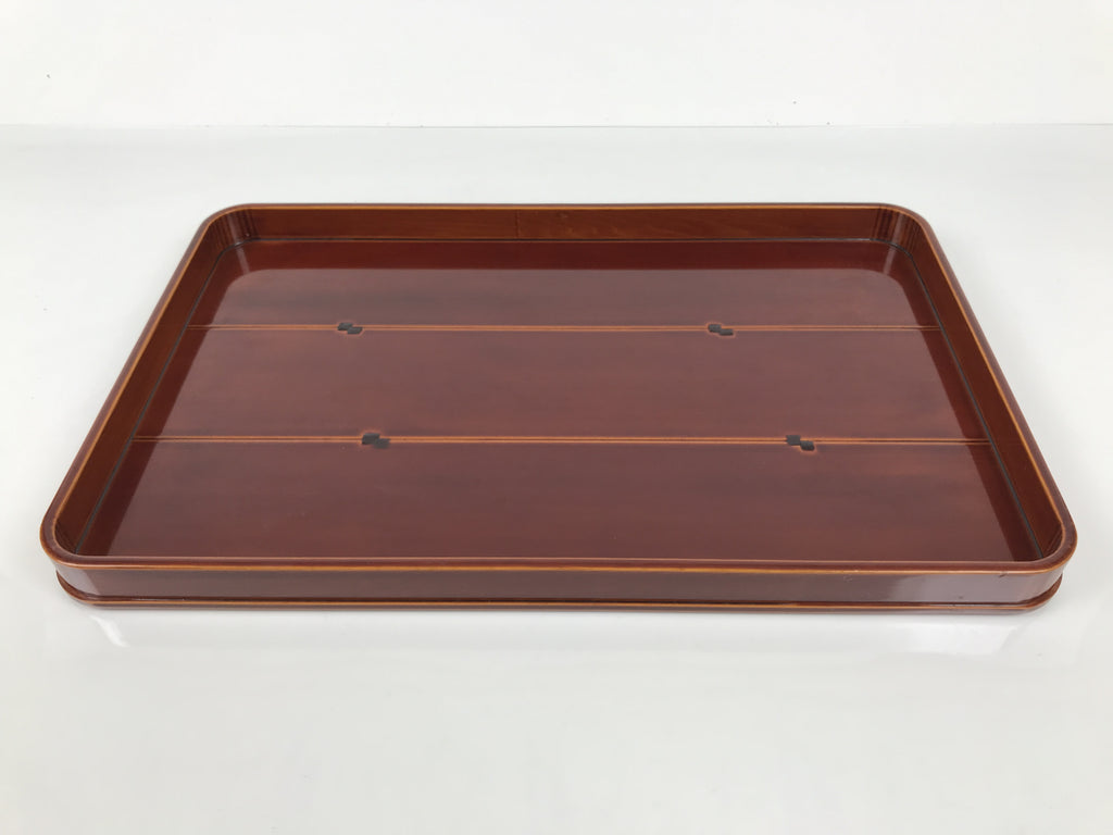 Japanese Lacquered Wood Serving Tray Obon Vtg Hida Shunkei Rectangle Brown L589
