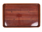 Japanese Lacquered Wood Serving Tray Obon Vtg Hida Shunkei Rectangle Brown L589