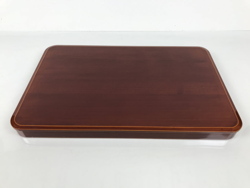 Japanese Lacquered Wood Serving Tray Obon Vtg Hida Shunkei Rectangle Brown L589