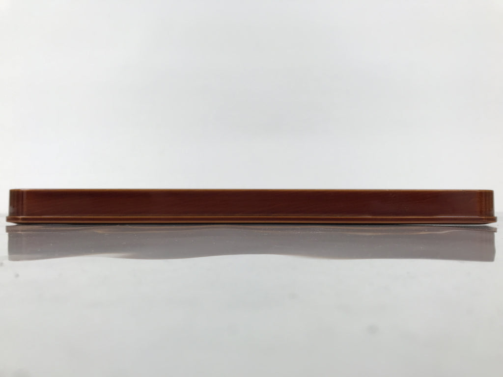 Japanese Lacquered Wood Serving Tray Obon Vtg Hida Shunkei Rectangle Brown L589