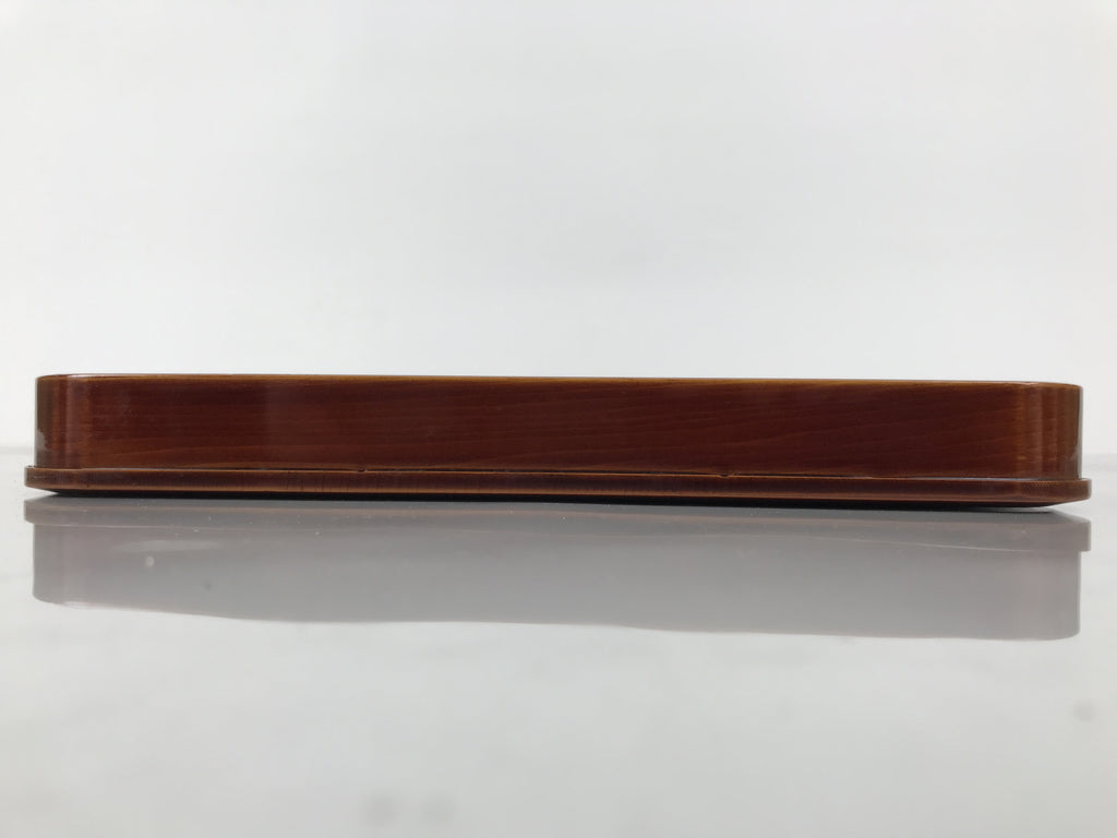 Japanese Lacquered Wood Serving Tray Obon Vtg Hida Shunkei Rectangle Brown L589