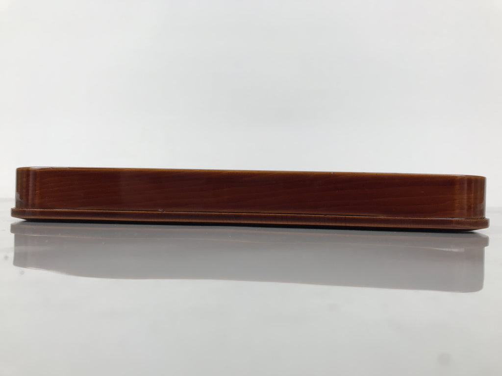 Japanese Lacquered Wood Serving Tray Obon Vtg Hida Shunkei Rectangle Brown L589