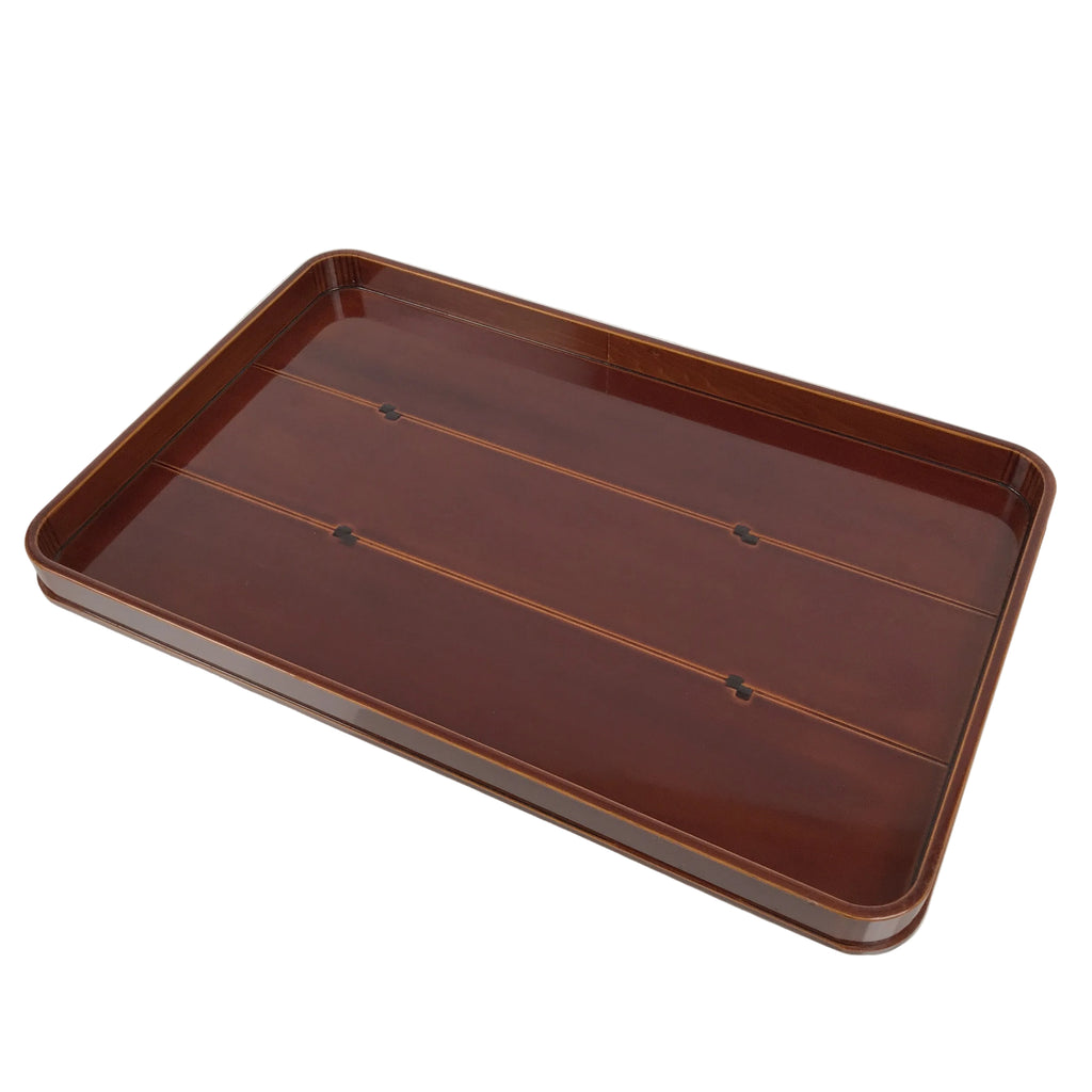 Japanese Lacquered Wood Serving Tray Obon Vtg Hida Shunkei Rectangle Brown L589