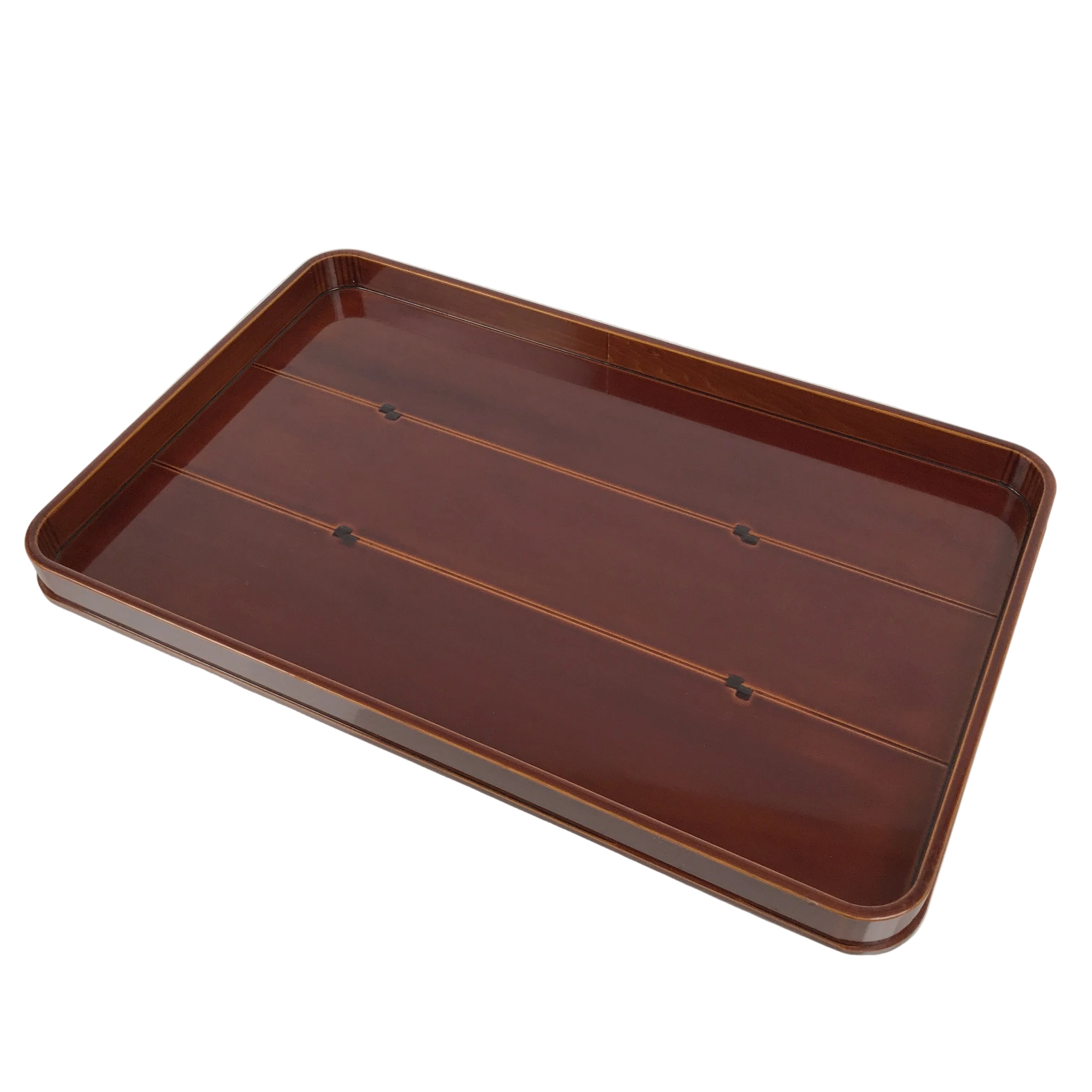 Japanese Lacquered Wood Serving Tray Obon Vtg Hida Shunkei Rectangle Brown L589