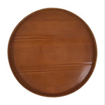 Japanese Lacquered Wood Serving Tray Obon Vtg Hida Shunkei Round Brown Line L568