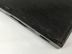 Japanese Lacquered Wood Serving Tray Obon Vtg Rectangle Black Cutout Design L584