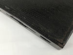 Japanese Lacquered Wood Serving Tray Obon Vtg Rectangle Black Cutout Design L584