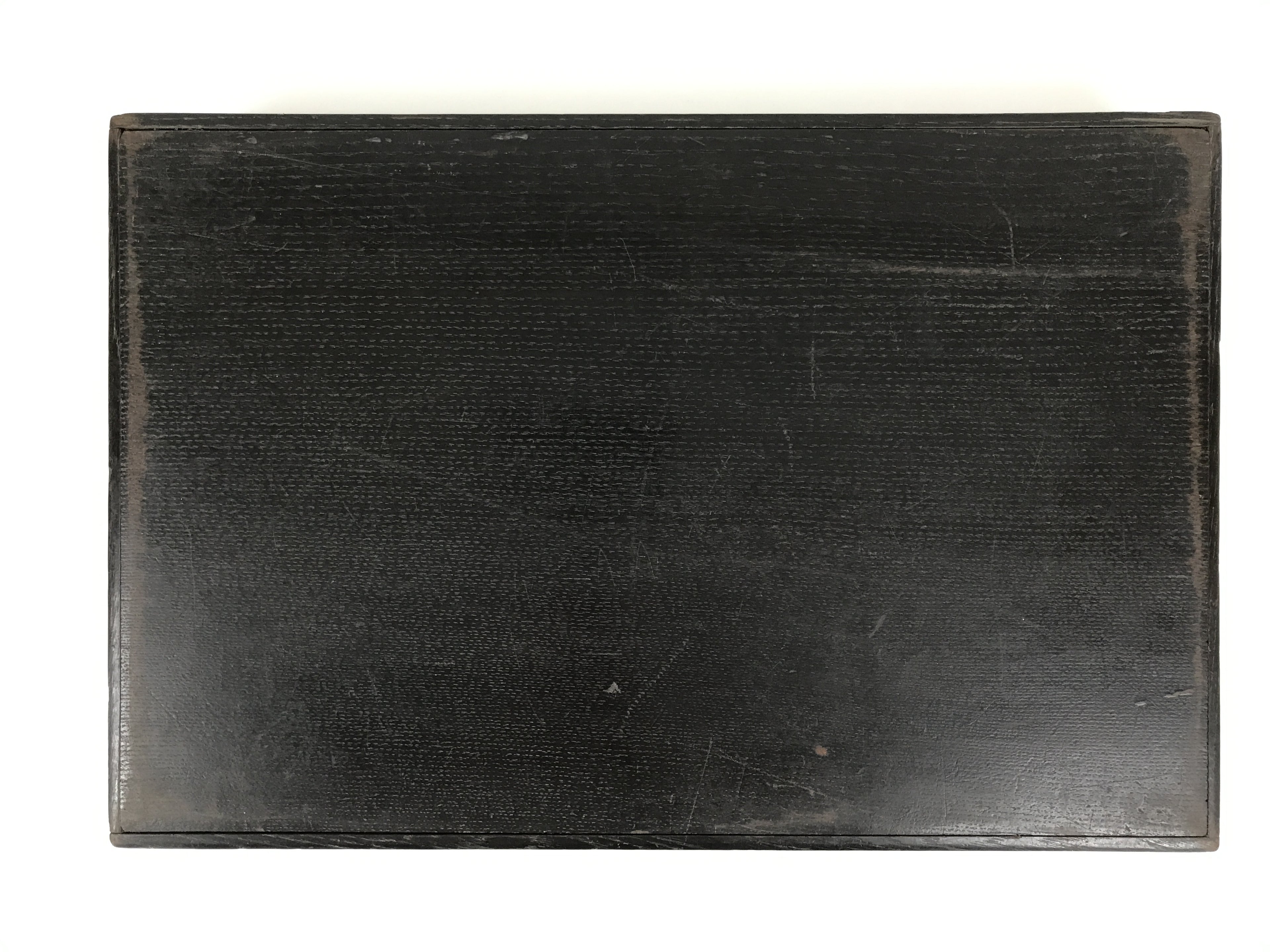 Japanese Lacquered Wood Serving Tray Obon Vtg Rectangle Black Cutout Design L584