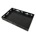 Japanese Lacquered Wood Serving Tray Obon Vtg Rectangle Black Cutout Design L584