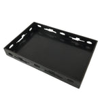 Japanese Lacquered Wood Serving Tray Obon Vtg Rectangle Black Cutout Design L584