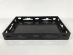 Japanese Lacquered Wood Serving Tray Obon Vtg Rectangle Black Cutout Design L585