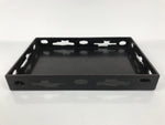 Japanese Lacquered Wood Serving Tray Obon Vtg Rectangle Black Cutout Design L585