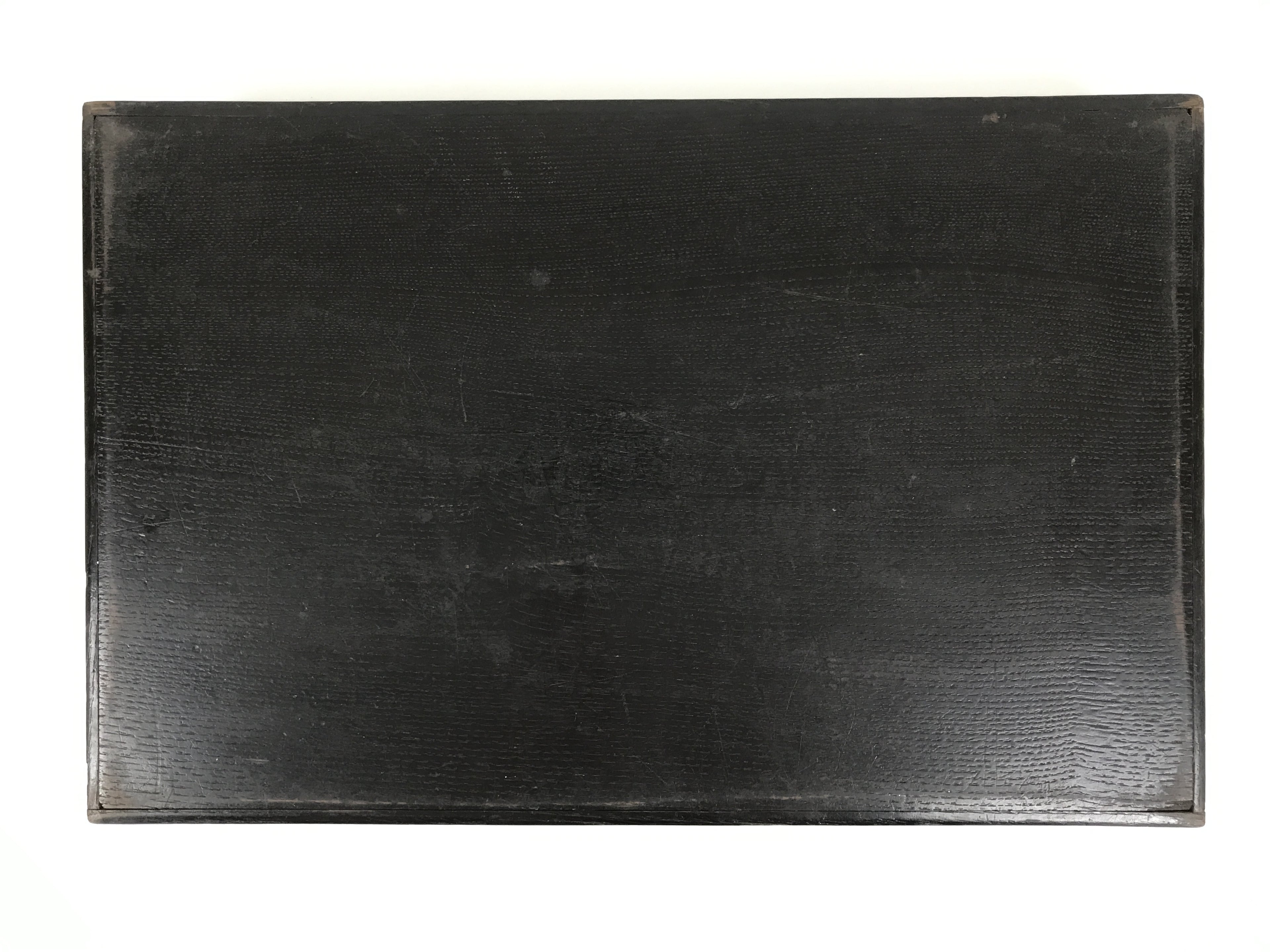 Japanese Lacquered Wood Serving Tray Obon Vtg Rectangle Black Cutout Design L585