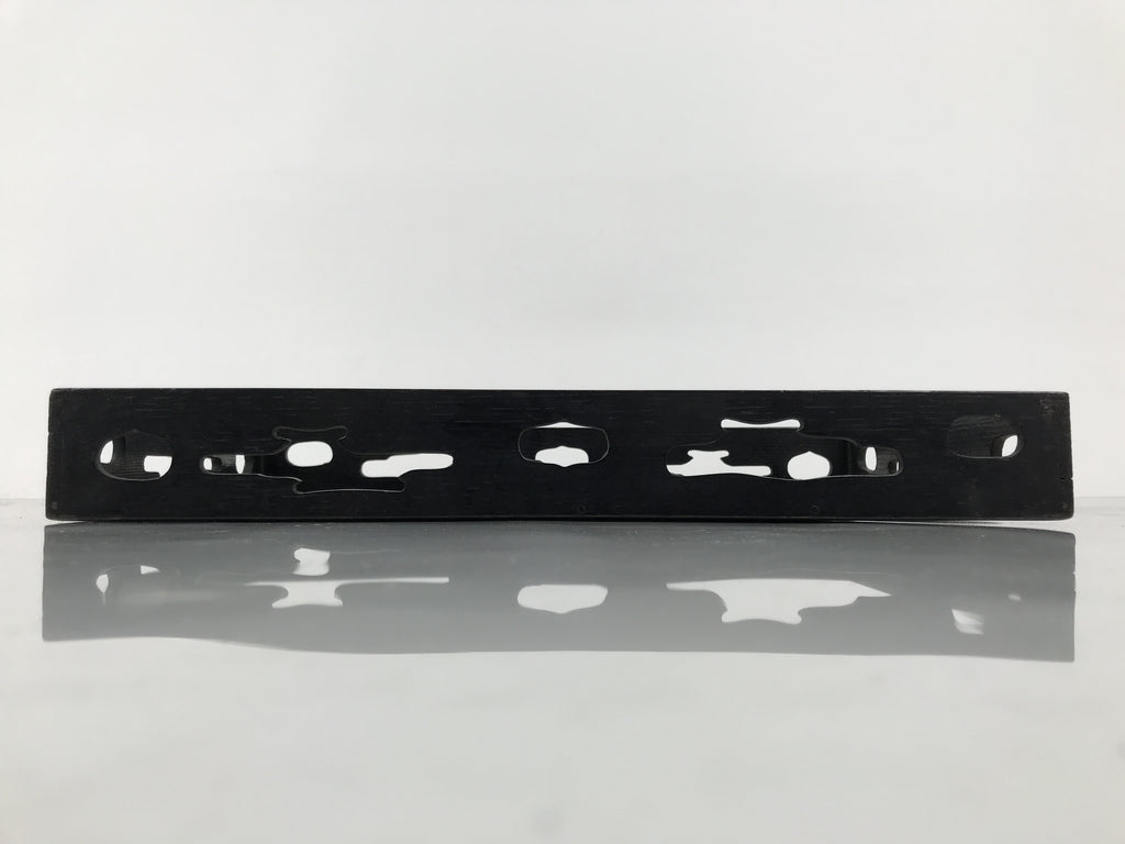 Japanese Lacquered Wood Serving Tray Obon Vtg Rectangle Black Cutout Design L585