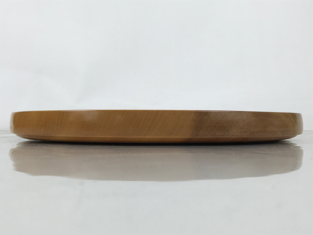Japanese Lacquered Wood Serving Tray Obon Vtg Round Brown Kanji Anniversary L452