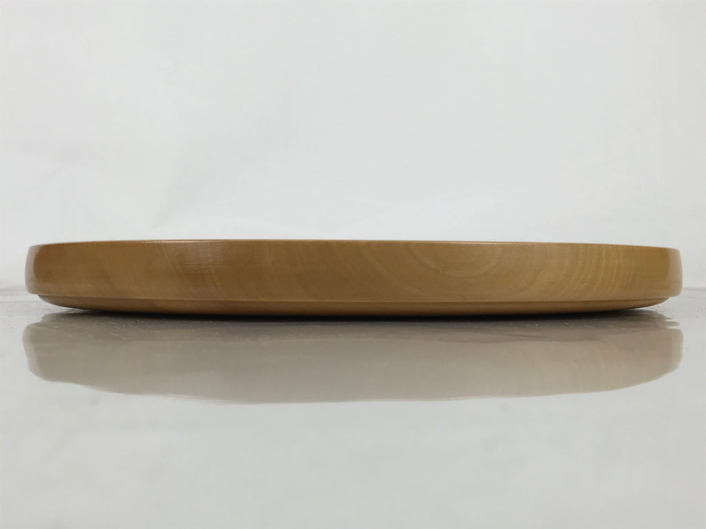 Japanese Lacquered Wood Serving Tray Obon Vtg Round Brown Kanji Anniversary L452