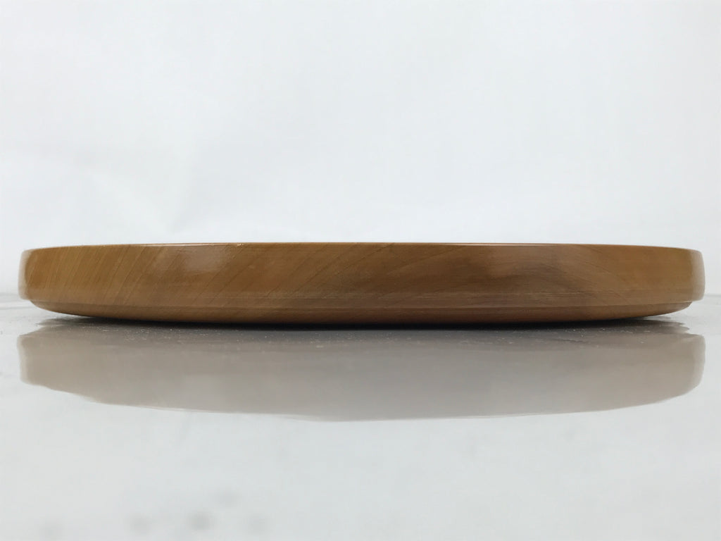 Japanese Lacquered Wood Serving Tray Obon Vtg Round Brown Kanji Anniversary L452
