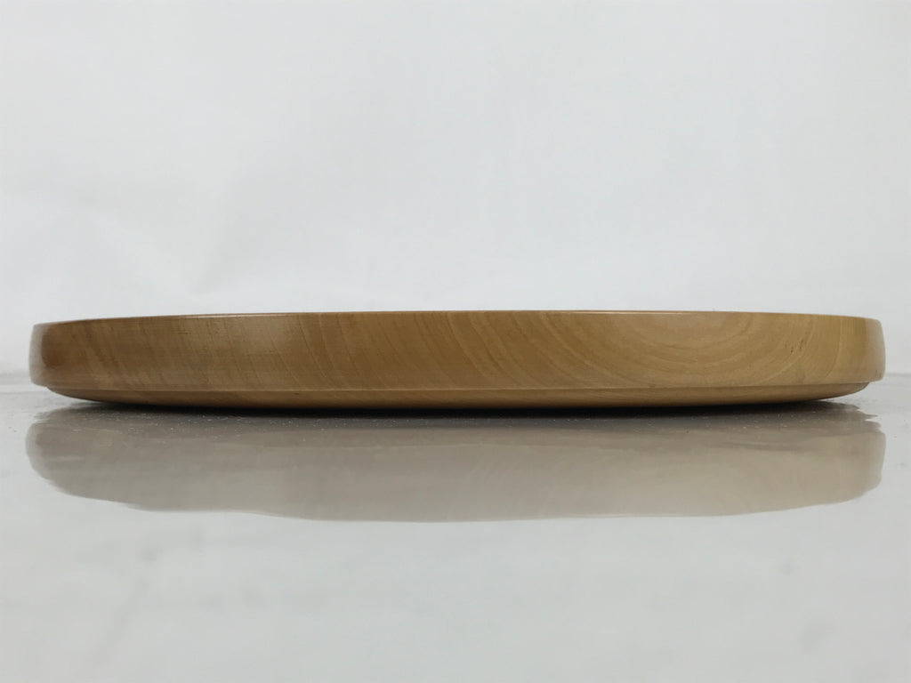 Japanese Lacquered Wood Serving Tray Obon Vtg Round Brown Kanji Anniversary L452