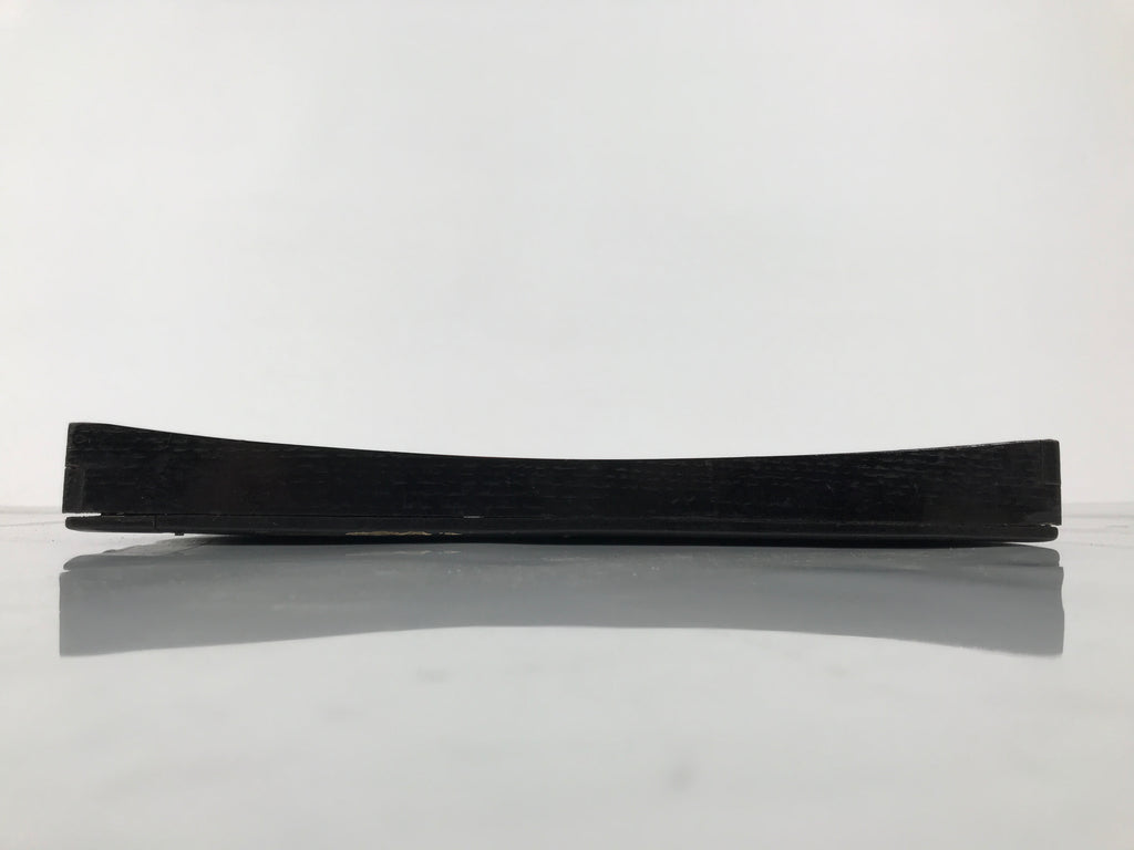 Japanese Lacquered Wood Serving Tray Obon Vtg Square Curved Red Edge Black L570