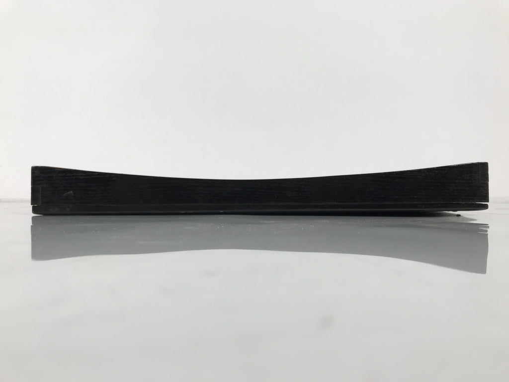 Japanese Lacquered Wood Serving Tray Obon Vtg Square Curved Red Edge Black L570