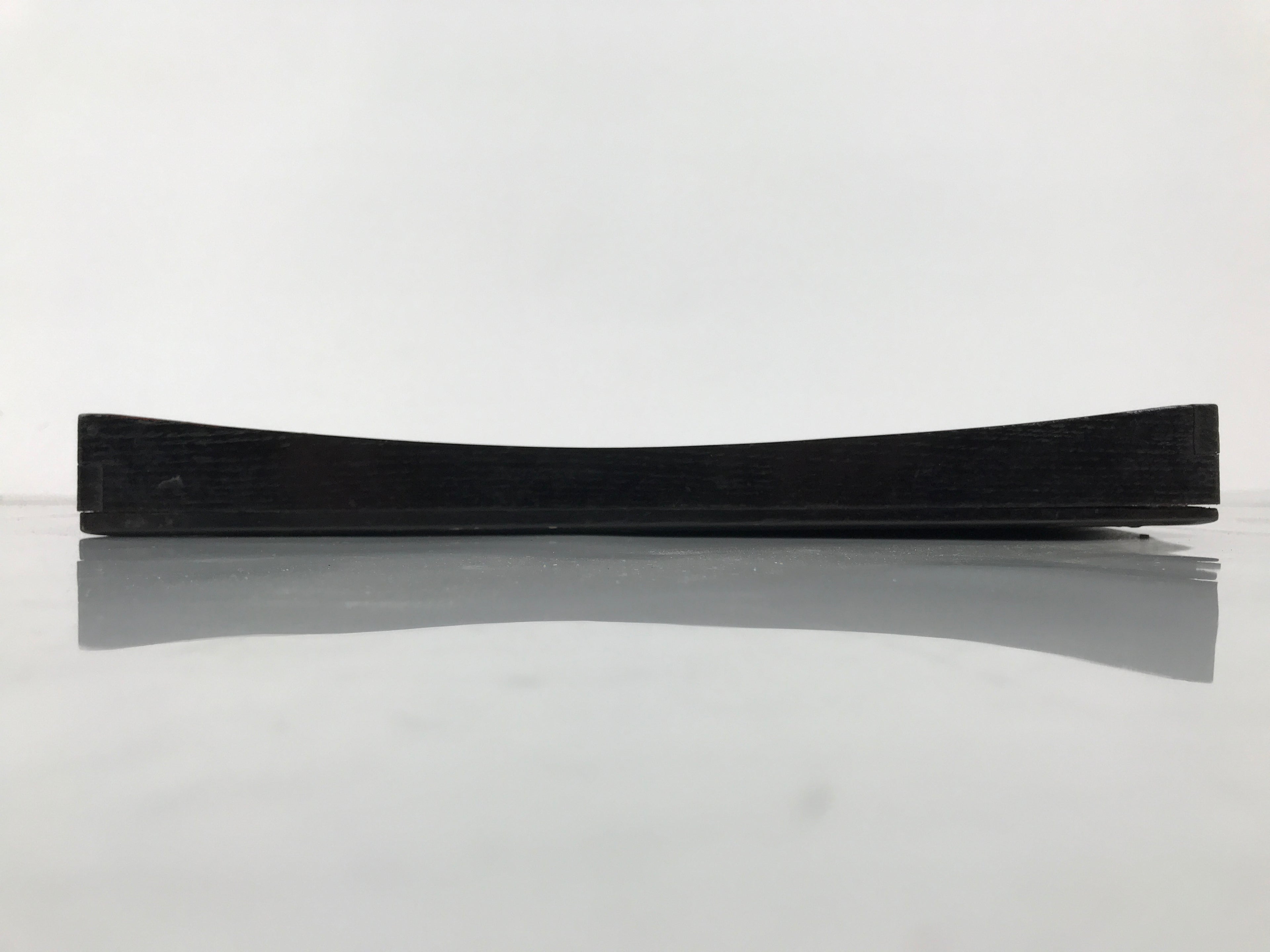 Japanese Lacquered Wood Serving Tray Obon Vtg Square Curved Red Edge Black L570