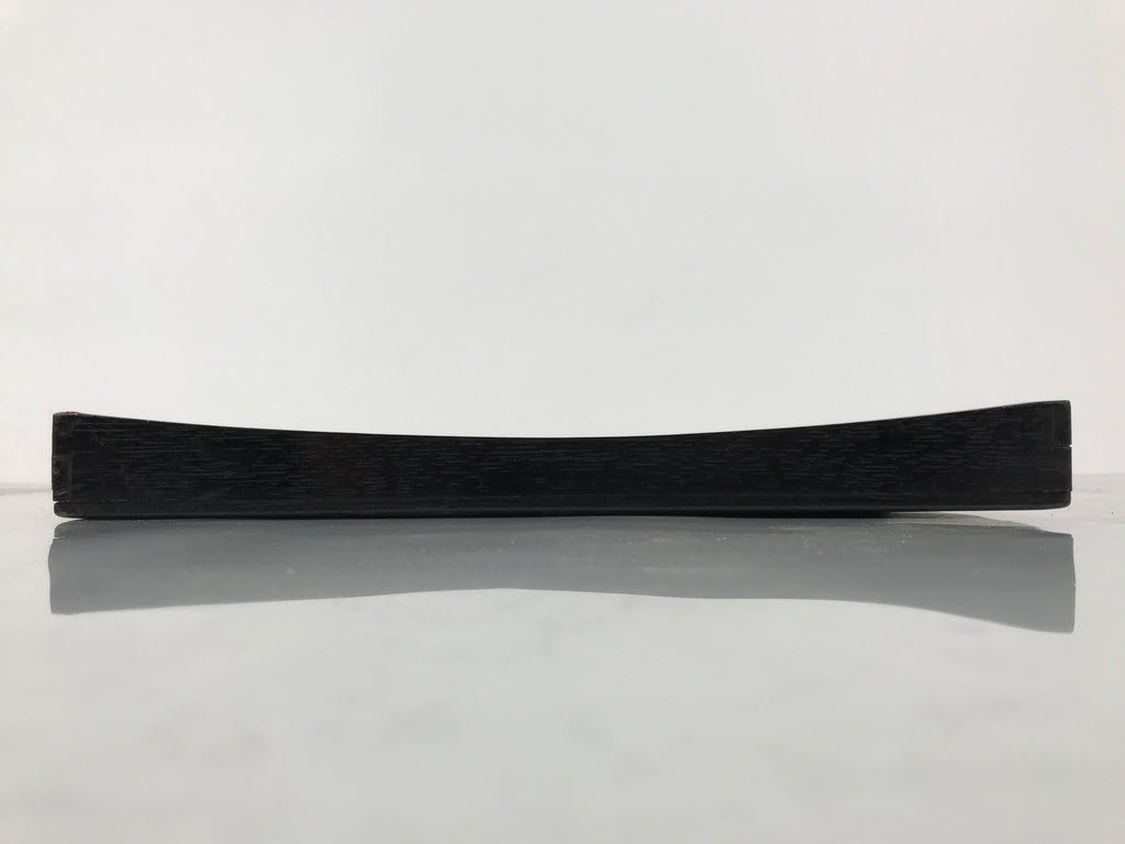 Japanese Lacquered Wood Serving Tray Obon Vtg Square Curved Red Edge Black L570