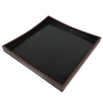 Japanese Lacquered Wood Serving Tray Obon Vtg Square Curved Red Edge Black L570