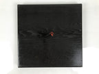 Japanese Lacquered Wood Serving Tray Obon Vtg Square Curved Red Edge Black L571
