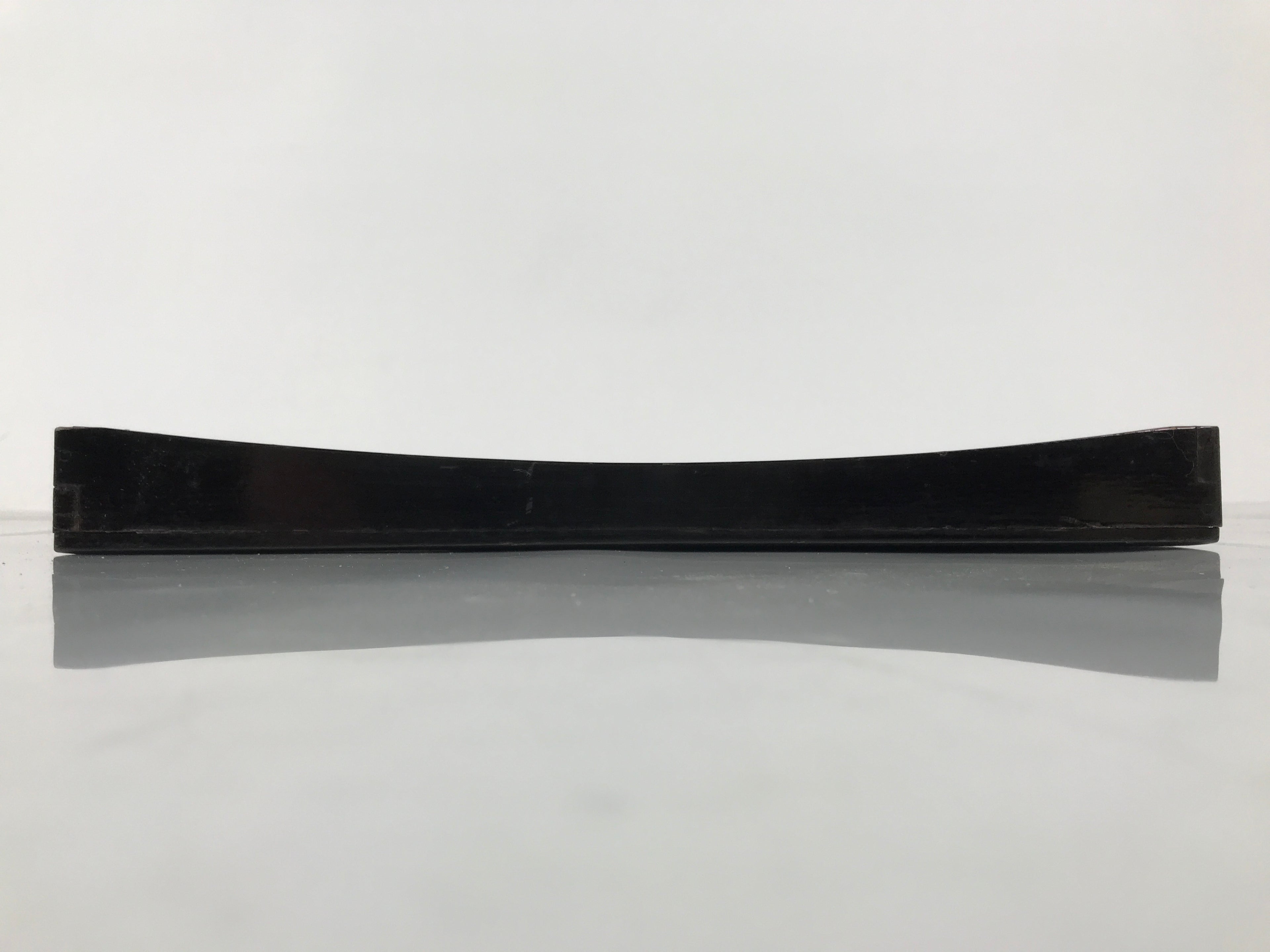 Japanese Lacquered Wood Serving Tray Obon Vtg Square Curved Red Edge Black L571