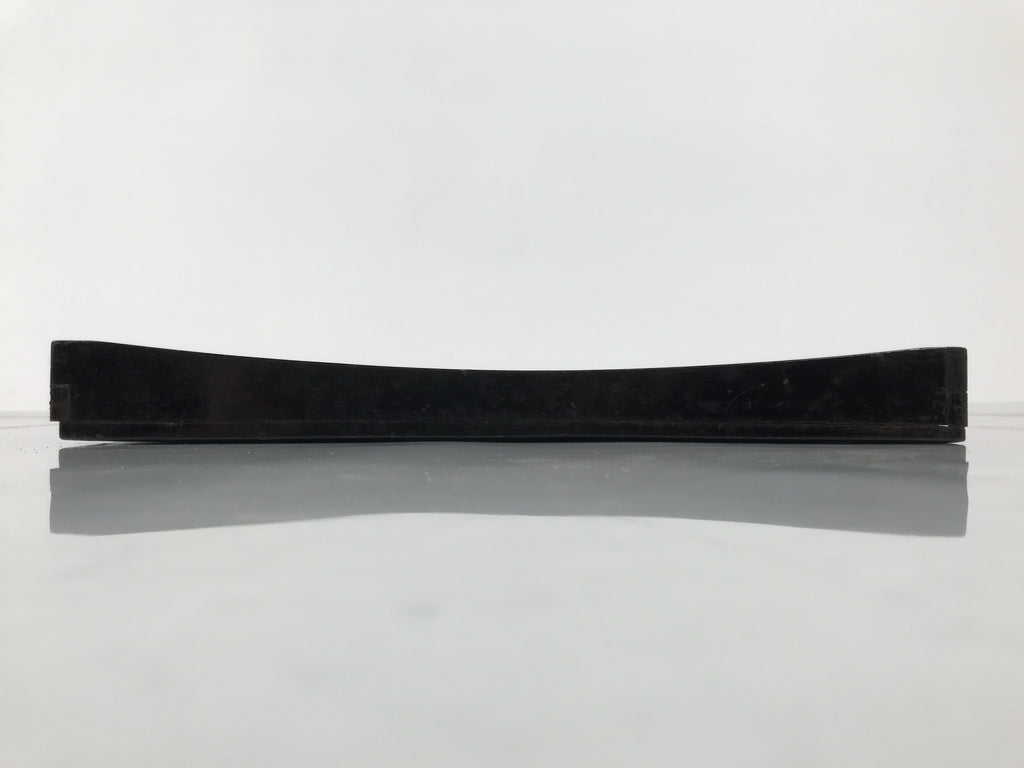 Japanese Lacquered Wood Serving Tray Obon Vtg Square Curved Red Edge Black L571