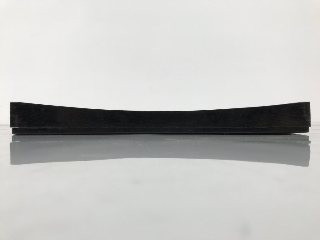 Japanese Lacquered Wood Serving Tray Obon Vtg Square Curved Red Edge Black L571
