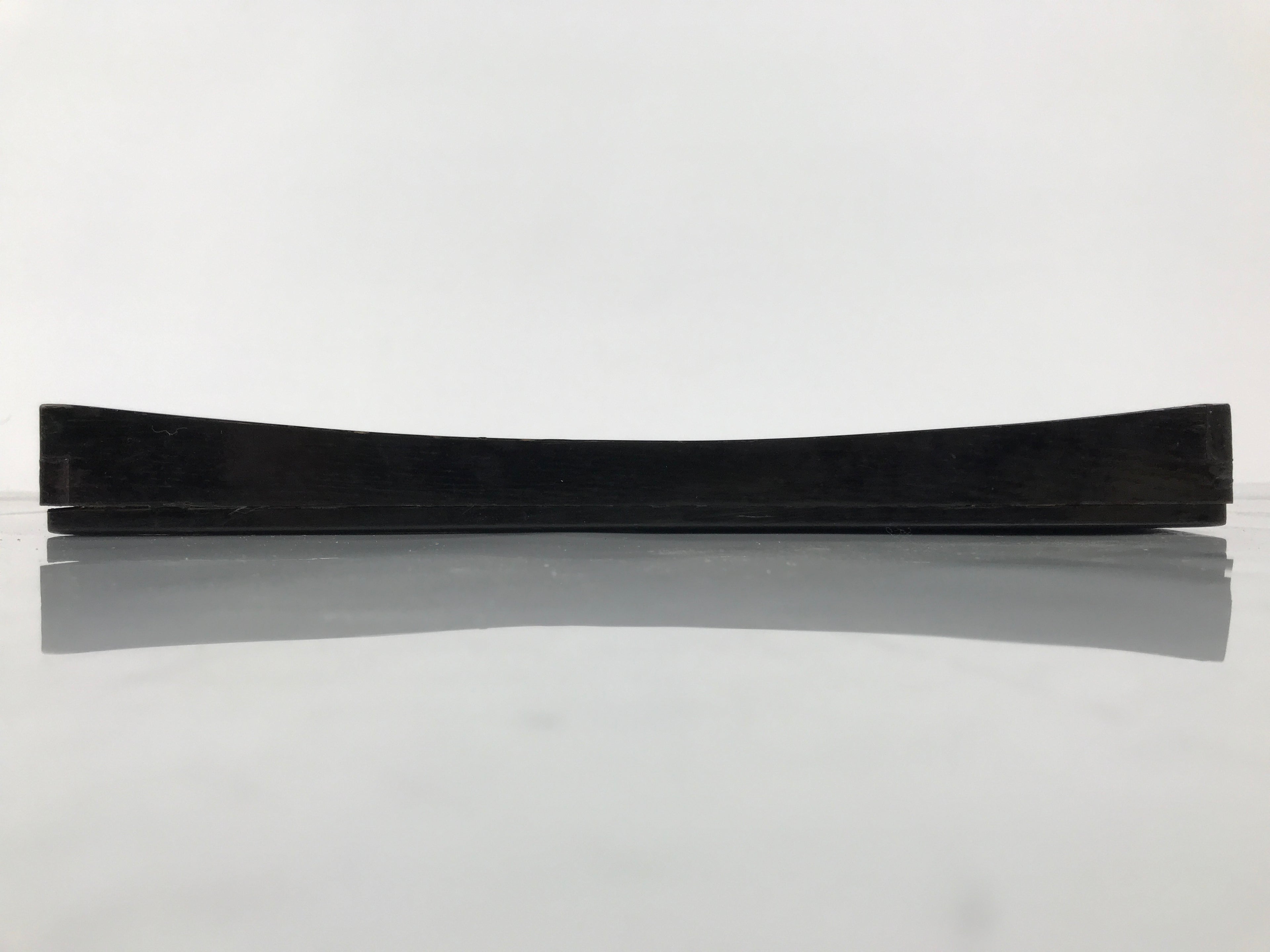 Japanese Lacquered Wood Serving Tray Obon Vtg Square Curved Red Edge Black L571