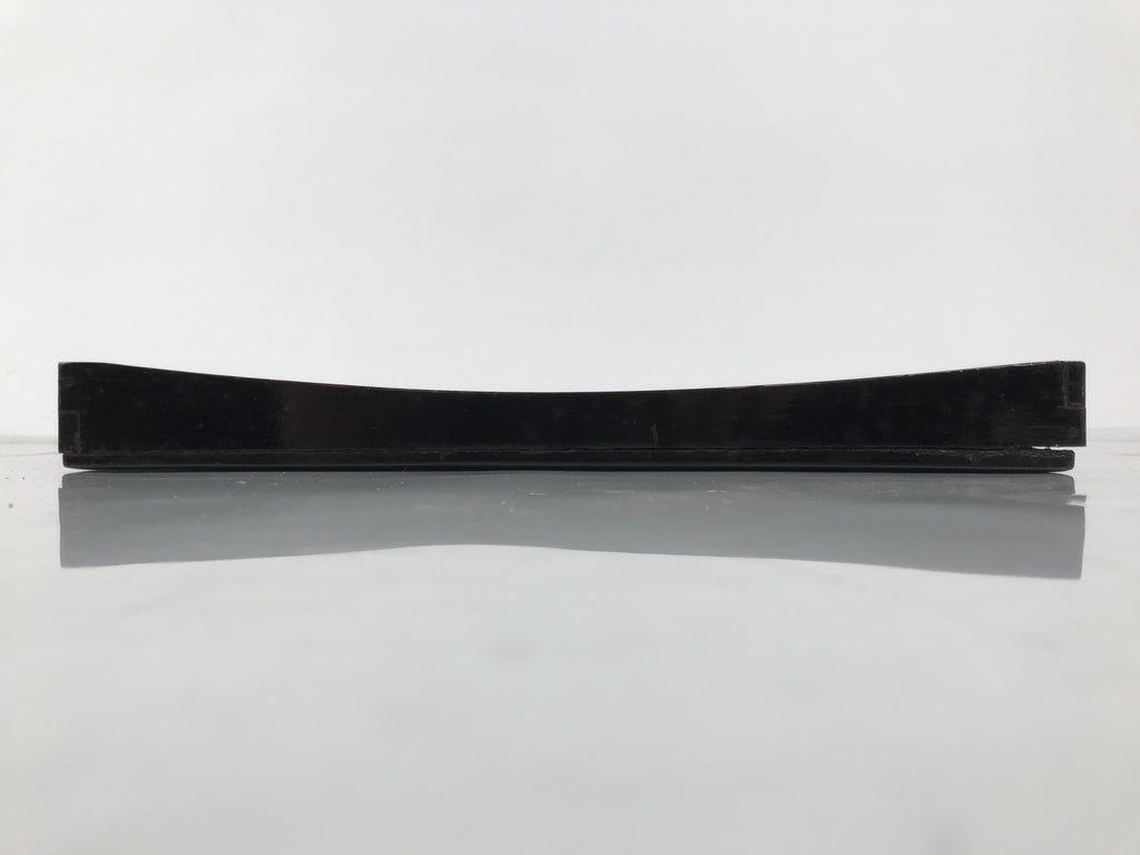 Japanese Lacquered Wood Serving Tray Obon Vtg Square Curved Red Edge Black L571